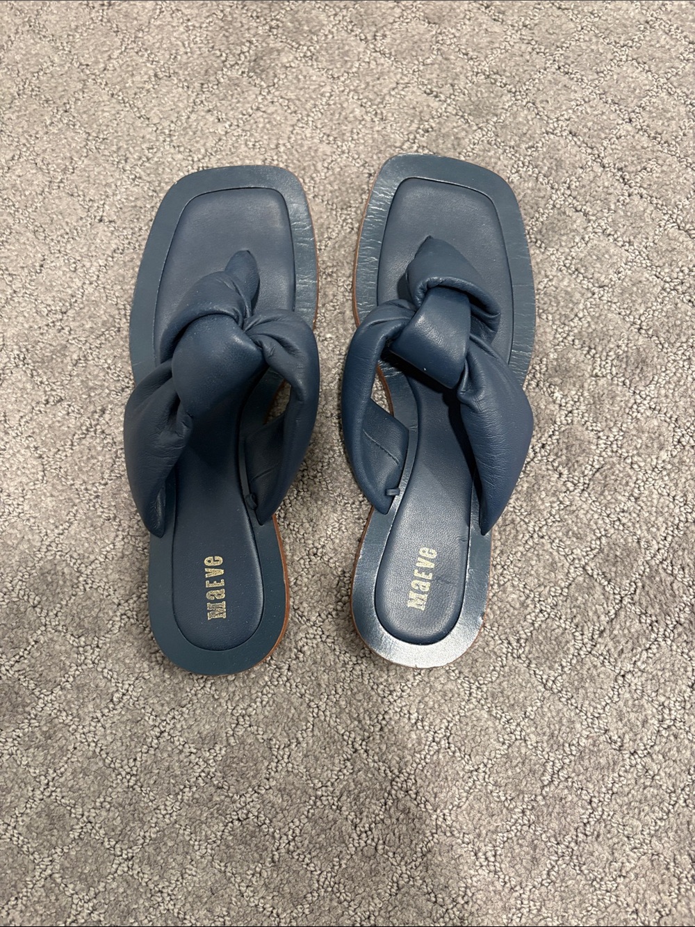 Maeve Navy Knotted Toe-Post Sandals - Women